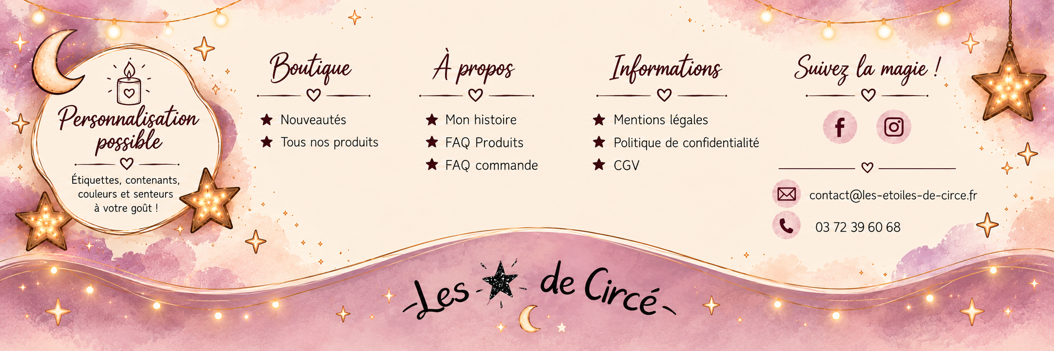 Footer PC et tablette Les Etoiles de Circé